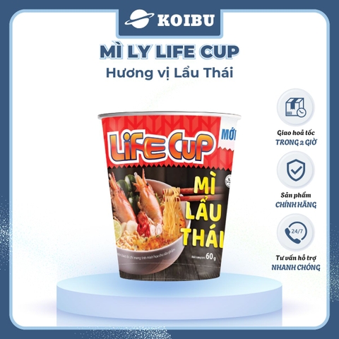 THIEN HUONG FOOD - Mì ly Life Cup hương vị Lẩu thái, Mì ly lẩu thái Life Cup, Mì lẩu thái Life Cup ly (60g/ly) - 00817