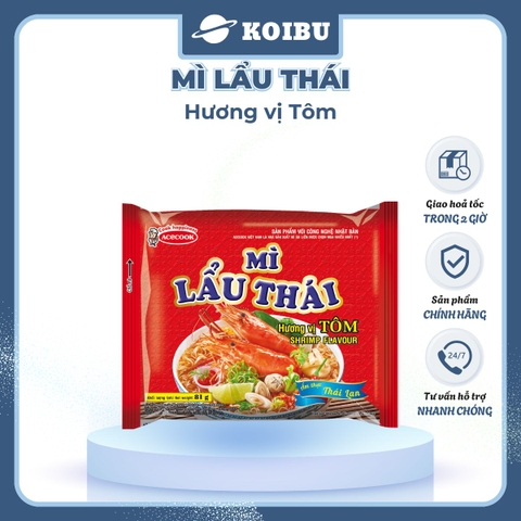 ACECOOK - Mì lẩu Thái Tôm, Mì ăn liền lẩu thái Tôm, Mì lẩu Thái hương vị Tôm, Mì Thế giới mì Acecook - 81g/gói - 00031