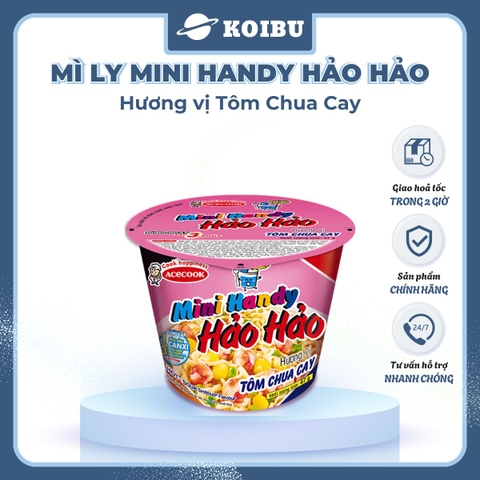 ACECOOK - Mì ly Mini Handy Hảo Hảo hương vị Tôm chua cay, Mì ly Tôm chua cay Hảo Hảo Mini Handy - 47g/ly - 00021