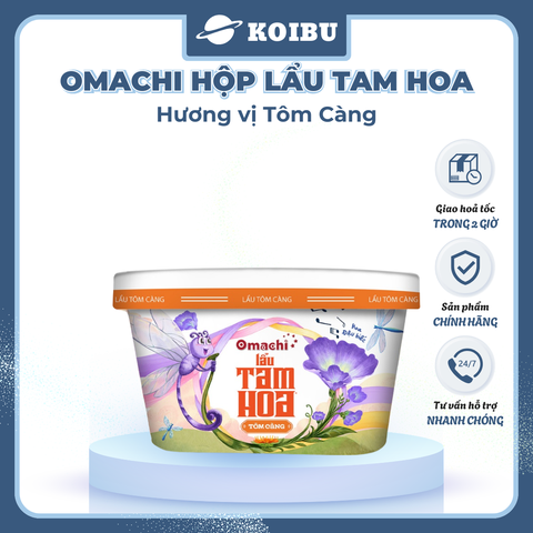 MASAN - Omachi Lẩu Tam Hoa hương vị tôm càng (có tôm thật), lẩu Omachi sợi Tam Hoa tôm càng thật ăn liền - 121g/hộp - 00891
