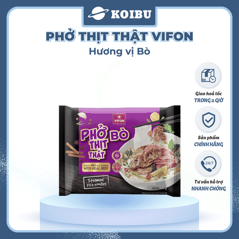 VIFON - Phở Vifon thịt thật hương vị Bò, Vifon Phở bò thịt thật Vifon, Phở thịt thật Vifon ăn liền - 90g/gói - 00813
