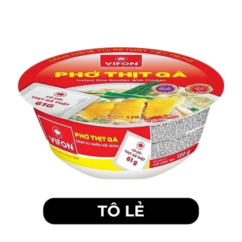 VIFON - Phở Vifon tô có gói thịt thật vị Gà, phở gà tô Vifon, phở Vifon tô ăn liền, phở tô Vifon - 120g/tô - 00175