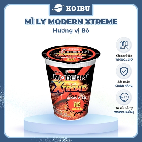 ACECOOK - Mì ly Modern Xtreme hương vị Bò, Mì bò Modern Xtreme ly, Mì Modern Extreme ly ăn liền - 65g/ly - 00012