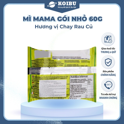 MAMA - Mì Mama gói nhỏ hương vị Chay rau củ, Mì Mama chay, Mì Thái Lan vị Chay rau củ, Mì chay ăn liền Thái Lan - 60g/gói - 00259