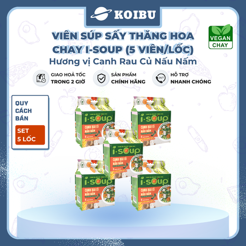 NFC - Viên súp ăn liền sấy thăng hoa I-Soup hương vị Canh rau củ nấu nấm ISoup, Canh I-Soup ăn liền - 35g/lốc - 00803
