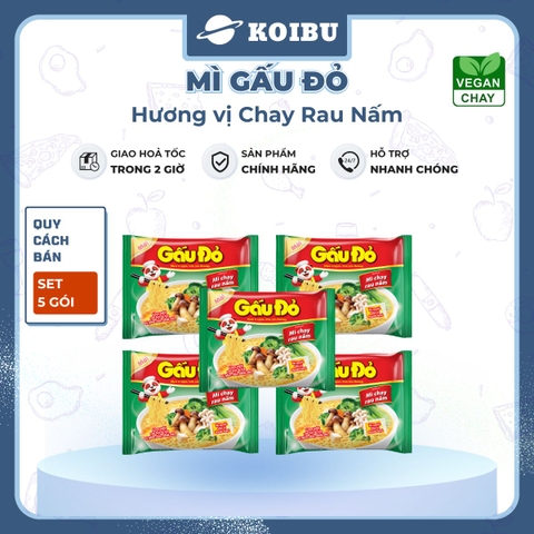 ASIAFOODS - Mì Gấu Đỏ hương vị Chay rau nấm, Mì Chay rau nấm Gấu Đỏ, Mì gói Gấu Đỏ Chay rau nấm - 60g/gói - 00324