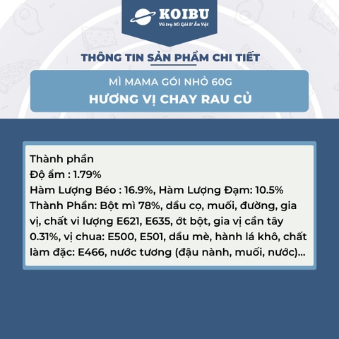 MAMA - Mì Mama gói nhỏ hương vị Chay rau củ, Mì Mama chay, Mì Thái Lan vị Chay rau củ, Mì chay ăn liền Thái Lan - 60g/gói - 00259