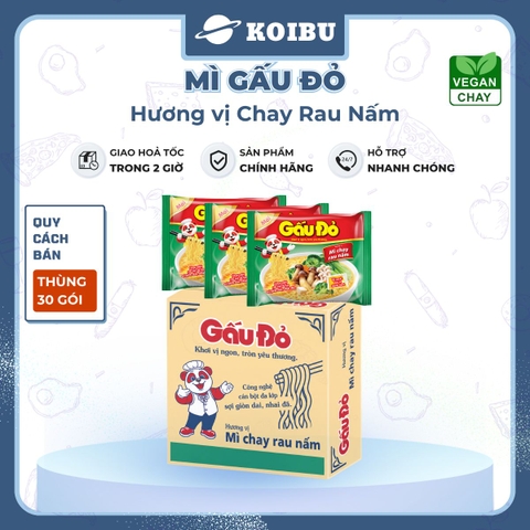 ASIAFOODS - Mì Gấu Đỏ hương vị Chay rau nấm, Mì Chay rau nấm Gấu Đỏ, Mì gói Gấu Đỏ Chay rau nấm - 60g/gói - 00324