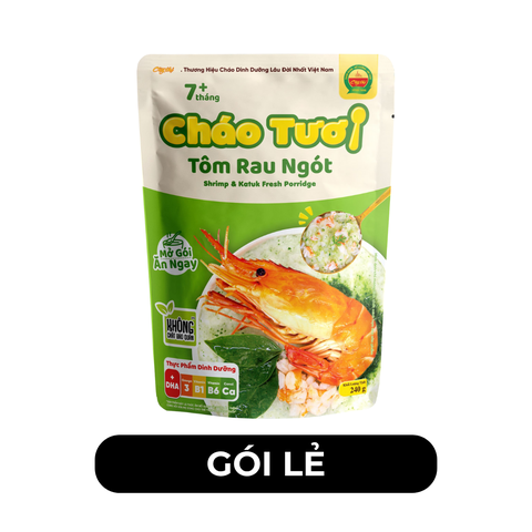 CÂY THỊ - Cháo tươi Cây Thị hương vị Tôm rau ngót, Cháo tươi tôm rau ngót Cây Thị, Cháo Cây Thị - 240g/gói - 00733
