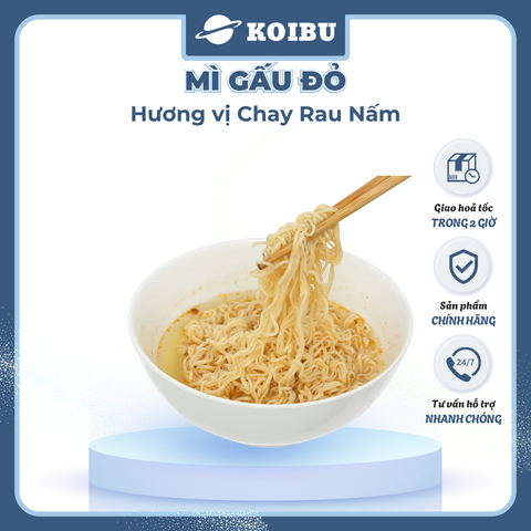 ASIAFOODS - Mì Gấu Đỏ hương vị Chay rau nấm, Mì Chay rau nấm Gấu Đỏ, Mì gói Gấu Đỏ Chay rau nấm - 60g/gói - 00324