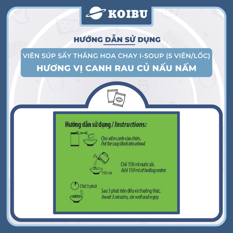 NFC - Viên súp ăn liền sấy thăng hoa I-Soup hương vị Canh rau củ nấu nấm ISoup, Canh I-Soup ăn liền - 35g/lốc - 00803