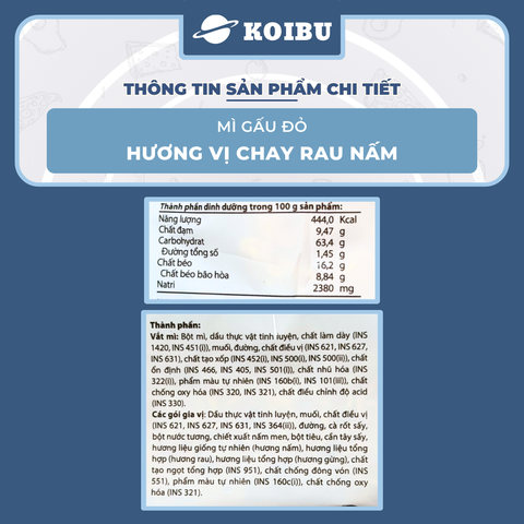 ASIAFOODS - Mì Gấu Đỏ hương vị Chay rau nấm, Mì Chay rau nấm Gấu Đỏ, Mì gói Gấu Đỏ Chay rau nấm - 60g/gói - 00324