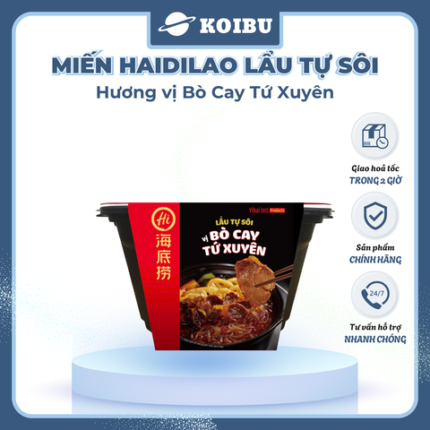 YIHAI - Lẩu tự sôi Haidilao hương vị Bò cay Tứ Xuyên, Hadilao Lẩu bò cay Tứ Xuyên Hadilao ăn liền - 435g/hộp - 00788