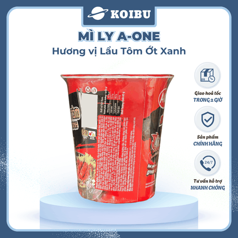 SAIGON VE WONG - Mì ly A-One hương vị Lẩu tôm ớt xanh - 65g/ly - 00861