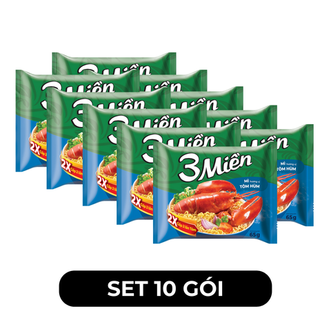 UNIBEN - Mì 3 Miền hương vị Tôm Hùm - Mì 3 Miền tôm hùm, Mì gói tôm hùm 3 Miền ăn liền - 65g/gói - 00358