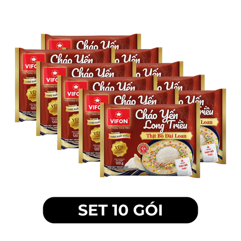 VIFON - Cháo yến Long Triều (có thịt thật) hương vị Thịt bò Đài Loan, Cháo thịt bò Đài Loan Vifon - 120g/gói - 00251