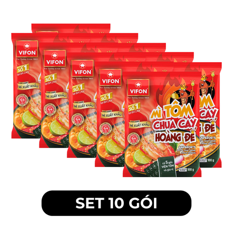VIFON - Mì Vifon xuất khẩu Tôm chua cay hoàng đế, Mì Tôm chua cay hoàng đế Vifon cao cấp xuất khẩu - 100g/gói - 00200