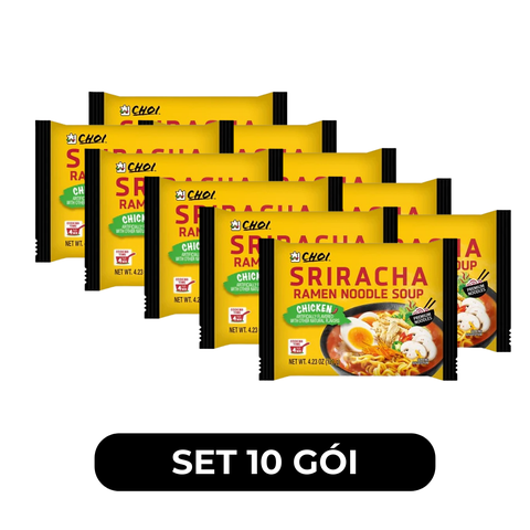 CHOI - Mì Choi Sriracha hương vị Gà cay, Mì Sriracha gà cay, Mì gà cay Sriracha, Mì Siracha gói - 120g/gói - 00344