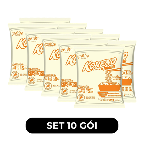PALDO - Mì Koreno Jumbo hương vị Kim chi, Mì kim chi Koreno Jumbo, Mì ăn liền Koreno Jumbo, Mì Hàn Quốc - 100g/gói - 00382