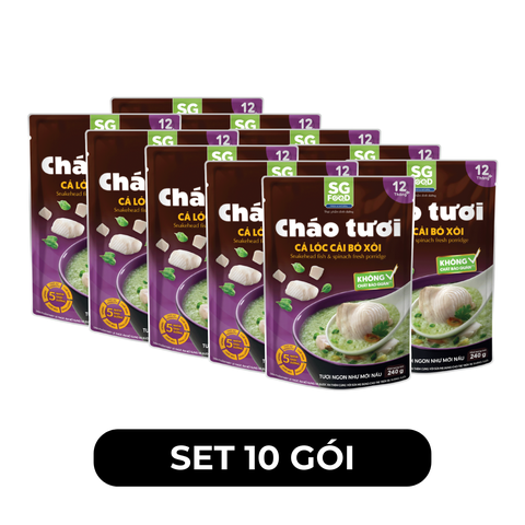 SG FOOD - Cháo tươi SG Food hương vị Cá lóc cải bó xôi, Cháo tươi cá lóc cải bó xôi ăn liền SG Food - 240g/gói - 00632