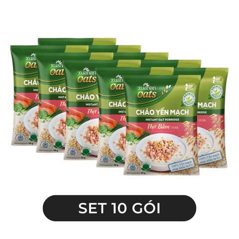 XUANAN - Cháo yến mạch Xuân An hương vị Thịt bằm, Cháo yến mạch thịt bằm Xuân An cháo thịt bằm ăn liền - 40g/gói - 00670