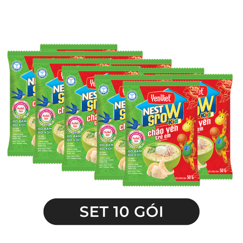 YENVIET - Cháo Yến trẻ em YenViet Nest Grow hương vị Bò bằm bó xôi, Cháo yến bò bằm Yến Việt Nest Grow - 50g/gói - 00597