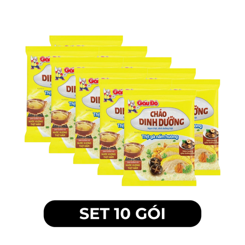 ASIAFOODS - Cháo dinh dưỡng Gấu đỏ hương vị Thịt gà nấm hương, Gấu Đỏ cháo thịt gà nấm hương Gấu Đỏ - 60g/gói - 00710