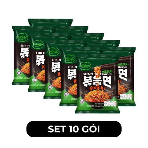 CJ FOODS - Mì xào Bibigo hương vị Kim chi nguyên bản, Mì xào Kim chi Bibigo Hàn Quốc ăn liền - 122g/gói - 00697