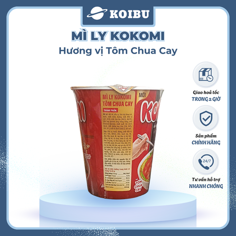 MASAN - Mì ly Kokomi hương vị Tôm chua cay, Mì tôm chua cay Kokomi ly, Kokomi mì ly ăn liền Kokomi - 66g/ly - 00862