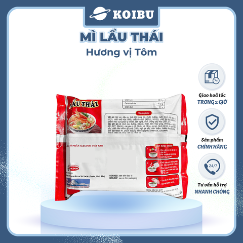ACECOOK - Mì lẩu Thái Tôm, Mì ăn liền lẩu thái Tôm, Mì lẩu Thái hương vị Tôm, Mì Thế giới mì Acecook - 81g/gói - 00031