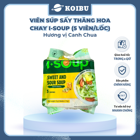 NFC - Viên súp sấy thăng hoa I-Soup hương vị Canh chua chay, Canh chua I-Soup, Canh ăn liền I Soup - 50g/lốc - 00725