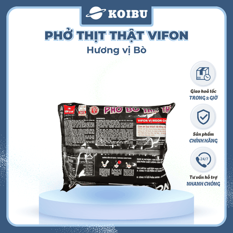 VIFON - Phở Vifon thịt thật hương vị Bò, Vifon Phở bò thịt thật Vifon, Phở thịt thật Vifon ăn liền - 90g/gói - 00813