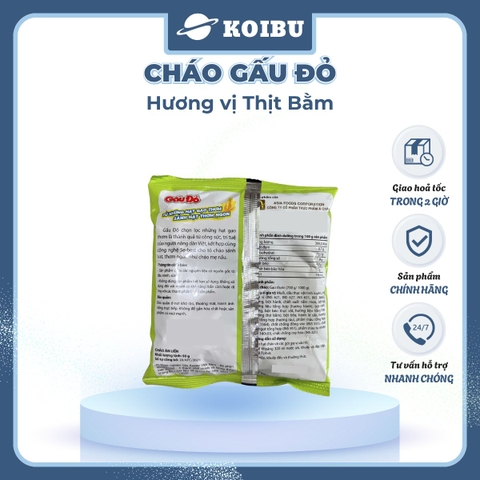 ASIAFOODS - Cháo Gấu Đỏ hương vị Thịt bằm, Cháo Thịt bằm Gấu Đỏ, Cháo gói ăn liền Gấu Đỏ vị Thịt bằm - 50g/gói - 00339