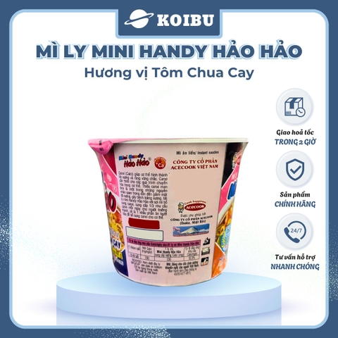ACECOOK - Mì ly Mini Handy Hảo Hảo hương vị Tôm chua cay, Mì ly Tôm chua cay Hảo Hảo Mini Handy - 47g/ly - 00021