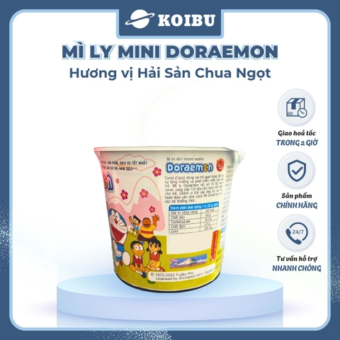 ACECOOK - Mì ly mini Doraemon hương vị Hải Sản Chua Ngọt, Mì ly hải sản chua ngọt Doraemon Mini, Mì Doraemon ly - 53g/ly - 00022
