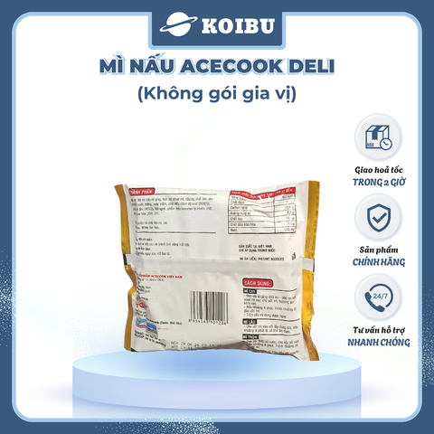 ACECOOK - Mì nấu Acecook Deli không gói gia vị, Mì nấu không gia vị Acecook Deli, Mì nấu 4 phút Acecook Deli - 100g/gói - 00893