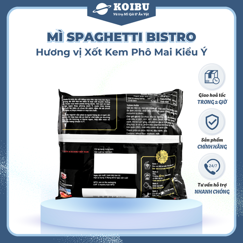 ACECOOK - Mì spaghetti Bistro Xốt kem phô mai kiểu Ý, mì spaghetti Bistro hương vị xốt phô mai, mì spaghetti xốt kem phô mai Bistro - 100g/gói - 00074