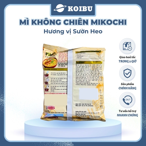 ACECOOK - Mì không chiên Mikochi hương vị Sườn heo, Mì Mikochi sườn heo, Mì không chiên ăn liền Mikochi (80g/gói) - 80g/gói - 00077