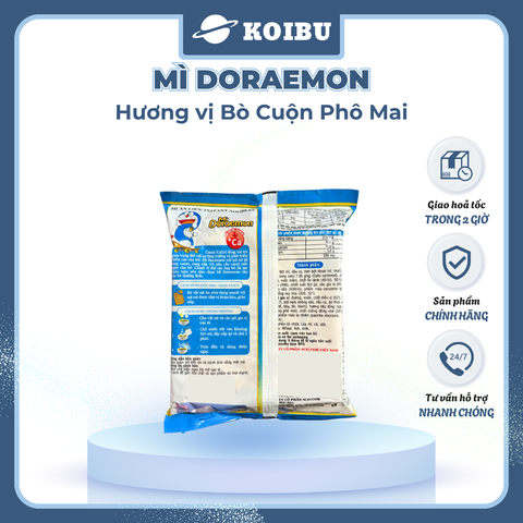 ACECOOK - Mì Doraemon hương vị bò cuộn phô mai, Mì ăn liền trẻ em, Mì Doremon bổ sung canxi, Mì gói Doraemon - 62g/gói - 00069