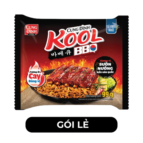 AFOTECH - Mì trộn Cung Đình Kool BBQ gói Sườn nướng kiểu Hàn Quốc, Mì trộn BBQ Cung Đình Kool - 99g/gói - 00512