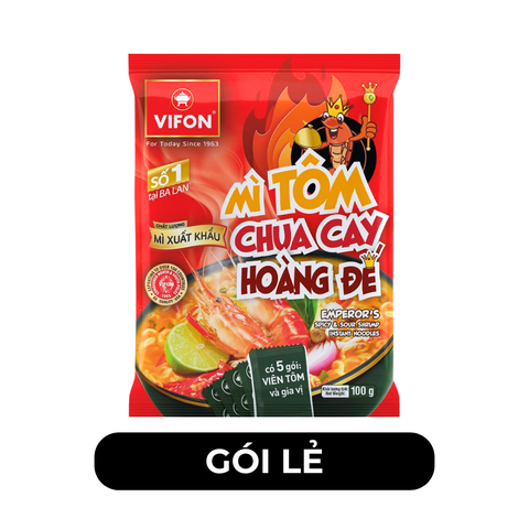 VIFON - Mì Vifon xuất khẩu Tôm chua cay hoàng đế, Mì Tôm chua cay hoàng đế Vifon cao cấp xuất khẩu - 100g/gói - 00200