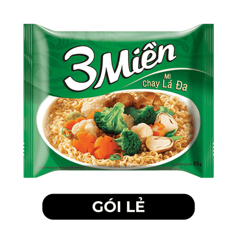 UNIBEN - Mì 3 Miền hương vị Chay Lá Đa - Mì chay lá đa 3 Miền ăn liền, Mì gói chay lá đa - 65g/gói - 00357