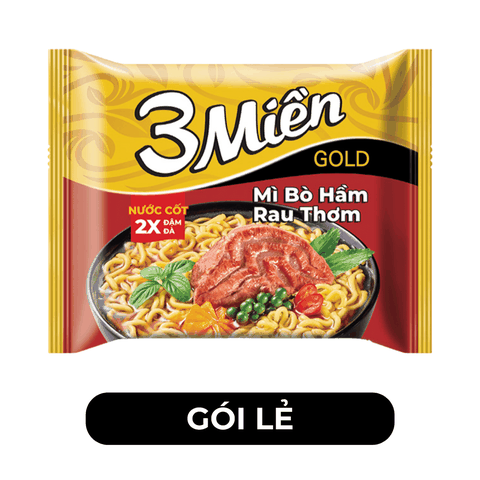 UNIBEN - Mì 3 Miền Gold hương vị Bò Hầm Rau Thơm - Mì Bò Hầm Rau Thơm 3 Miền Gold - 75g/gói - 00353
