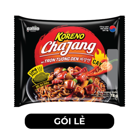 PALDO - Mì trộn Koreno Chajang tương đen cay, Mì trộn Koreno Úp 4p tương đen cay Koreno Chachang - 78g/gói - 00390