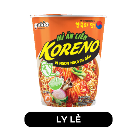 PALDO - Mì ly Koreno vị Kim chi, Mì ly Kim chi Hàn Quốc Koreno, Koreno mì ly Kim chi - 65g/ly - 00187