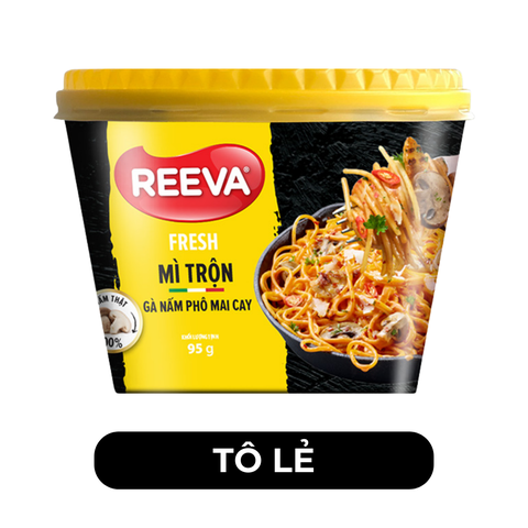 UNIBEN - Mì tô trộn Reeva Fresh hương vị Gà nấm phô mai cay, Mì trộn gà nấm phô mai Reeva tô, Mì Reeva - 95g/tô - 00136