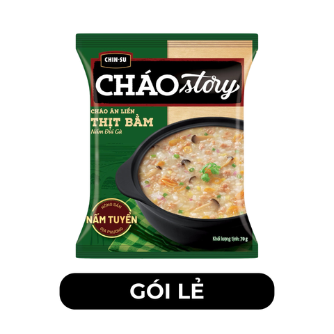 MASAN - Cháo Story Chinsu Thịt bằm nấm đùi gà, Cháo Story Chinsu vị Thịt bằm, Cháo gói Chinsu Story - 70g/gói - 00129