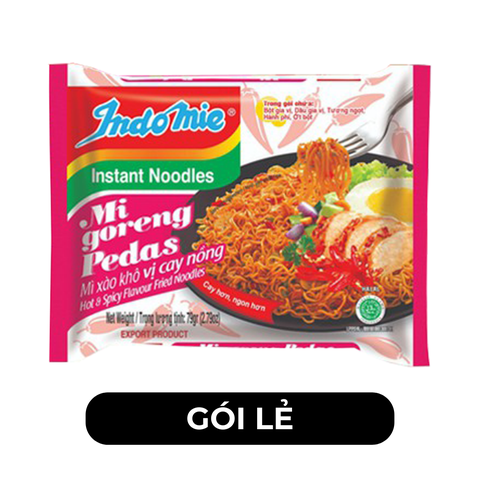 INDOFOOD - Mì xào khô Indomie Goreng vị Cay nồng, Mì Indomie vị Cay nồng, Mì xào Indomie, Mì Indomie Indonesia - 79g/gói - 00085
