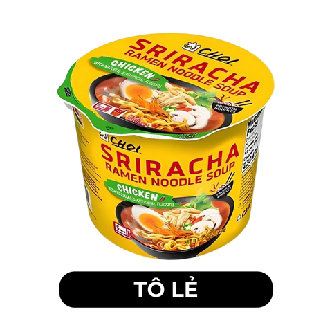 CHOI - Mì tô Choi Sriracha hương vị Gà cay, Mì gà cay Siracha tô, Mì tô Sriracha, Siracha mì gà cay - 110g/tô - 00550