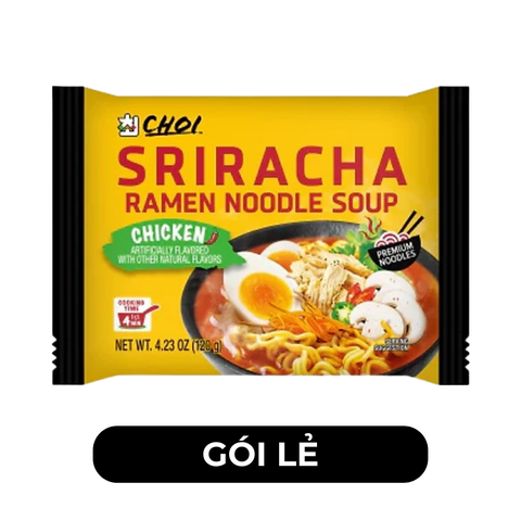 CHOI - Mì Choi Sriracha hương vị Gà cay, Mì Sriracha gà cay, Mì gà cay Sriracha, Mì Siracha gói - 120g/gói - 00344